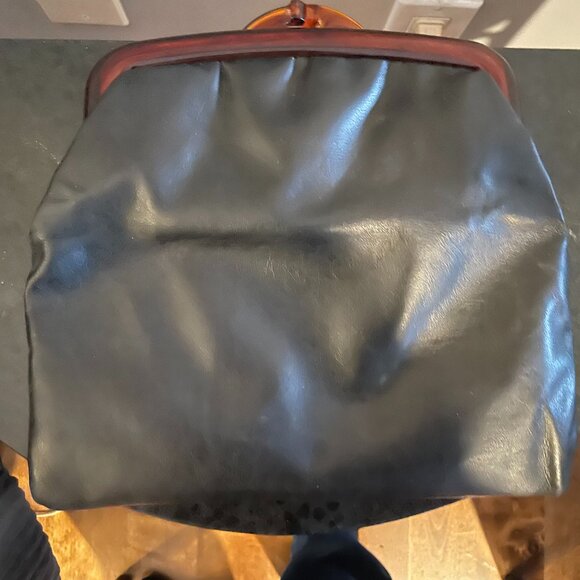 Vintage Black Soft-Body Lucite Frame Clutch - Picture 2 of 5